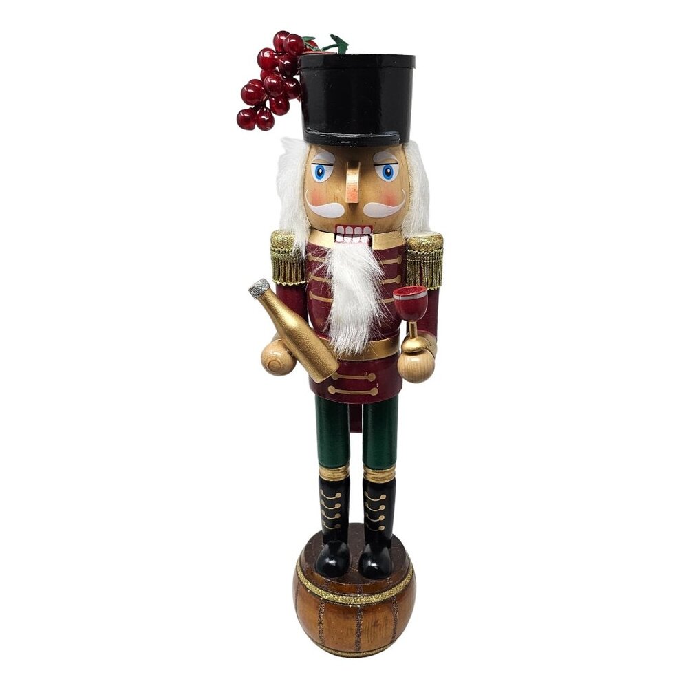 Wine Sommelier Maker Grapes Cask Bottle 14" Nutcracker